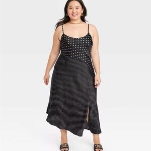 A New Day Black Dress with White Polka Dots